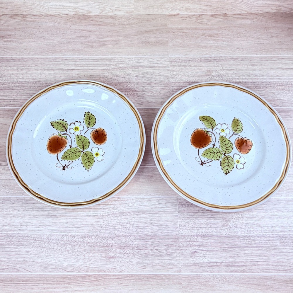 Americana Hearthside Berries n Cream Vtg Stoneware Plates Set of 2 Japan 7.5"